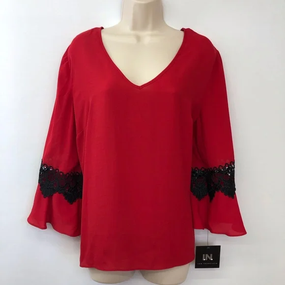 NWT I.N. San Franscisco Red Back Lace Top - Picture 16 of 16